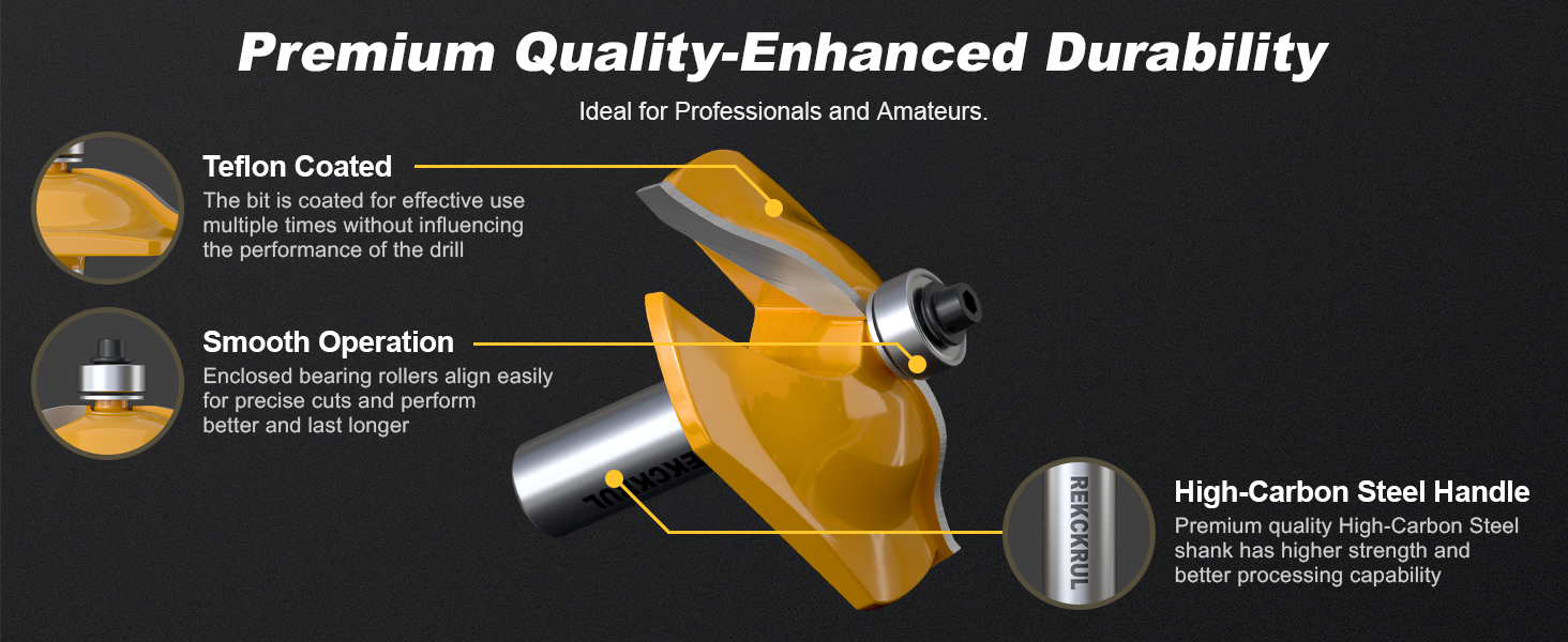REKCKUL Professional 3PCS Ogee Style Rail and Stile Router Bit Set
