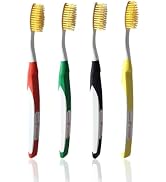 DUJINDENT Dolphin Gold [4 Packs] Extra Soft Toothbrush Manual Long Flossing Bristle, Ultra Clean ...