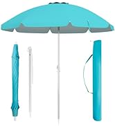 Toolsempire 6.5 ft Beach Umbrella, Portable Umbrella Outdoor with Sand Anchor, Sun Protection, Pu...