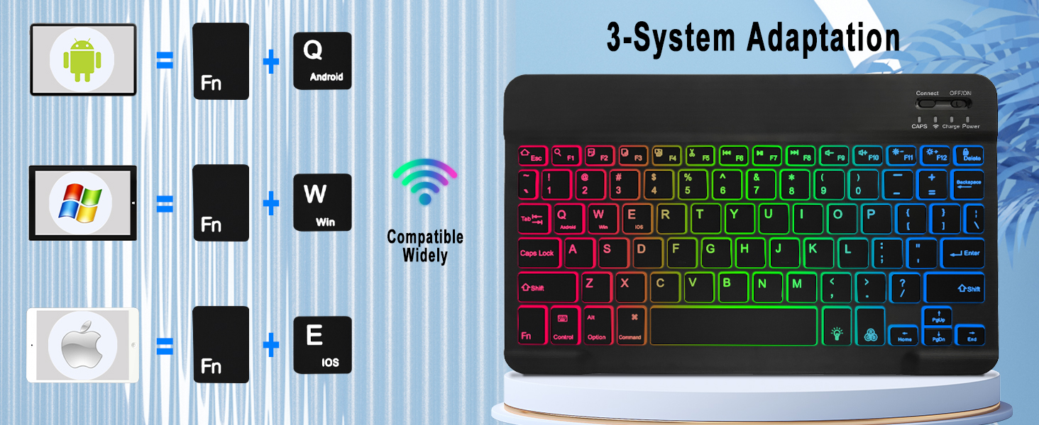 Universal Tablet Backlit Keyboard Case Black - 15