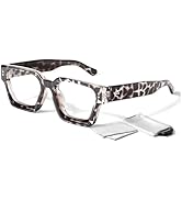 Oversized Thick Square Fake Glasses for Women Men,Fashion Preppy Clear Lens Eyeglasses with 100% ...