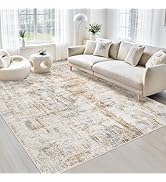 Area Rugs 5x7 Living Room: Washable Rug Modern Abstract Rugs Soft Non Slip Neutral Rug Stain Resi...