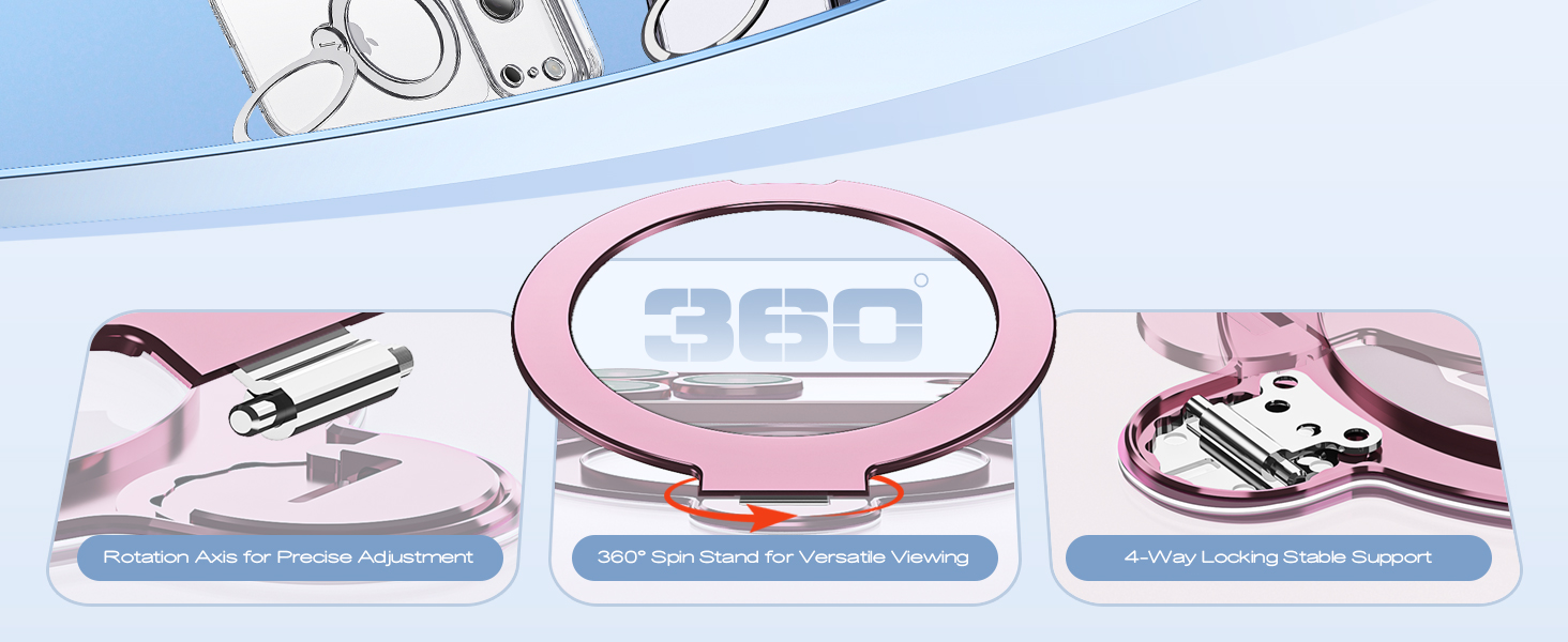 17 Pro Max Case with 360° Spin Magnetic Ring Stand