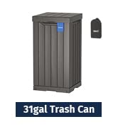 EAST OAK 31 Gallon Outdoor Trash Can | Waterproof Resin Garbage Can with Recycle and Garbage Labe...