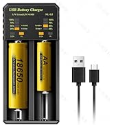 Universal Battery Charger,2 Bay Smart 18650 Battery Charger for Rechargeable Batteries Ni-MH/Ni-C...