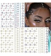 NOOEPC Face Gems Rhinestones Pearl Stickers, Self Adhesive Hair Gems Rave Accessories, Face Glitt...