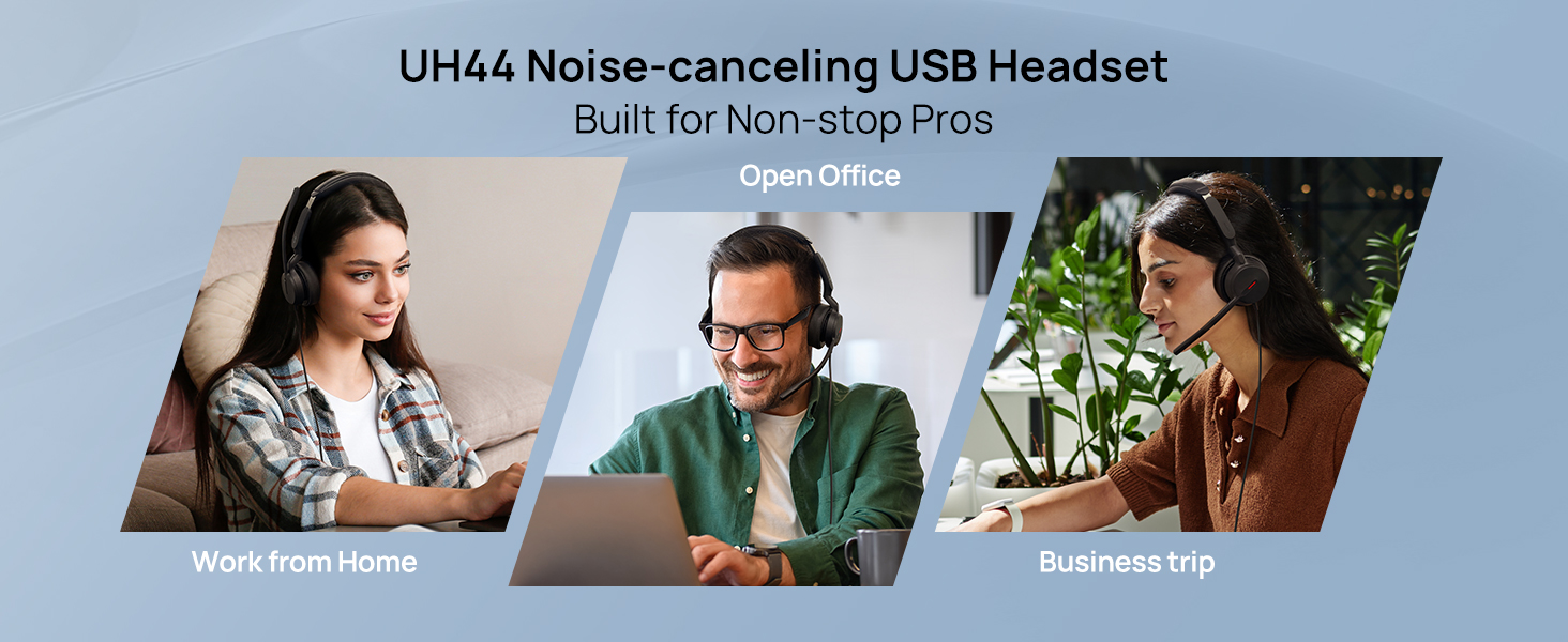 USB headset with microphone PC wired work nosie cancelling office computer headphones mic laptop