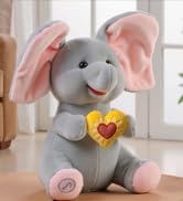 eJog Pup Peek a Boo Elephant Toy, Interactive Singing Plush Elephant Toy with Flapping Ears and H...