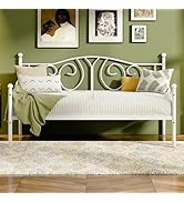 VECELO Metal Daybed Frame Multifunctional Platform Bed Sofa Mattress Foundation with Classic Head...
