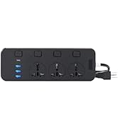 Surge Protector Power Strip Multi Plug Outlet with 3 USB Ports &amp; 3 Socket Plugs, 1 Type C, Extens...