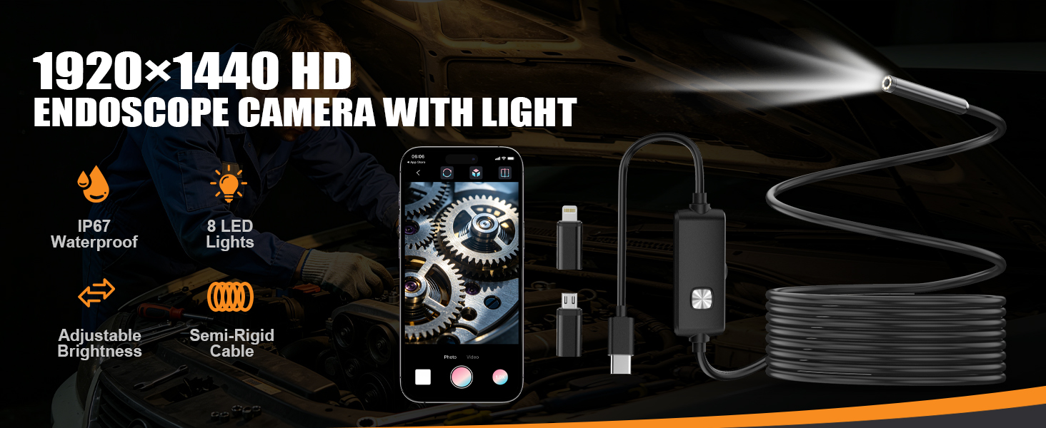 endoscope camera with light