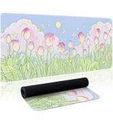 Kawaii Flower Mouse Pad Large Desk Mat Extended Keyboard Mouse Pad Cute XL Mousepad with Non-Slip...
