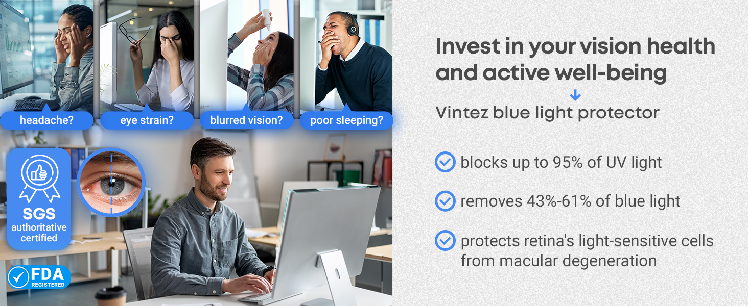 protector de pantalla de monitor de luz azul pantalla de bloqueo de luz azul de la computadora 23 24