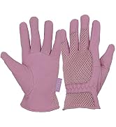 Womens Garden Gloves, Scratch Resistance Leather Gardening Gloves for Ladise,Yard Gloves 3D Mesh ...