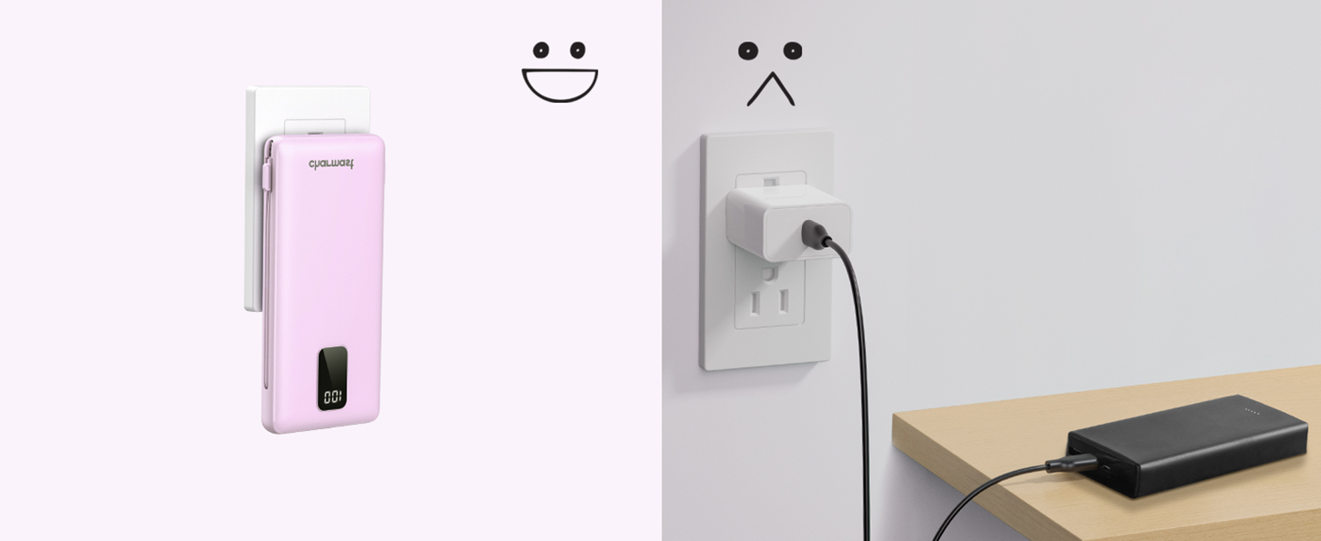 portable charger with built in cables