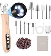 Professional Manicure Pedicure Kit, Cordless Electric Nail Drill with 360° LED Light&amp;10 Speeds&amp;Me...