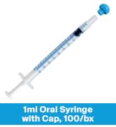 ONE-CARE 1ml Oral Syringe with Cap - Sterile, Individually Wrapped - 100 Syringes, Slip Tip, Uses...