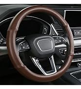 Cxtiy Genuine Leather Steering Wheel Cover with Ventilation Holes Luxury Cowhide,Breathable and A...
