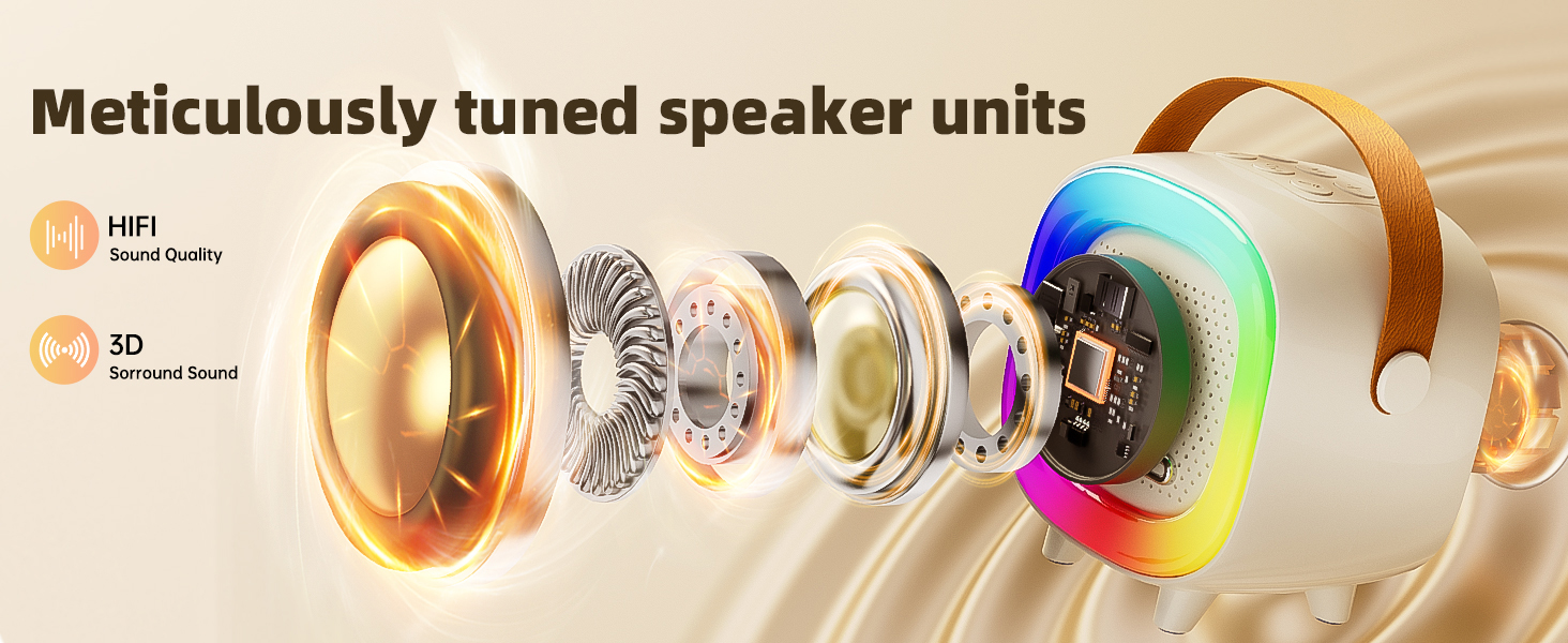 Mini Karaoke Machine Speaker for Kids Adults,Portable Bluetooth with 2 Wireless Microphones