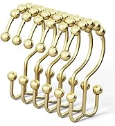 DAWNER Shower Curtain Hooks Rings, Rust Proof Hooks, Metal Easy Glide Double Shower Rings Hooks, ...