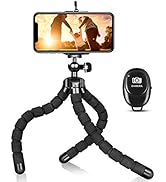 Phone Tripod Mini Flexible Adjustable Cell Phone Tripod Stand Holder with Remote and Universal Cl...