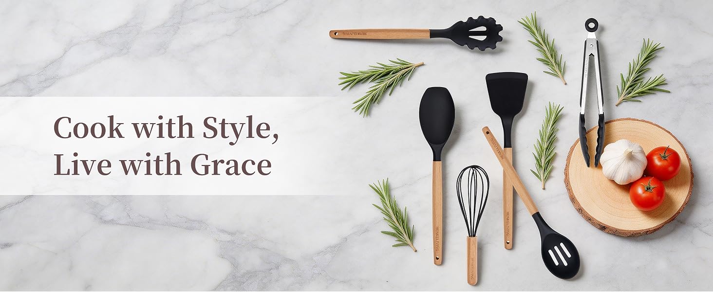 Silicone Kitchen Cooking Utensils Set