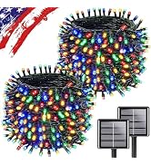 Multicolor Solar Christmas Lights 2Pack Total 180FT 500LED, String Light Outdoor Waterproof, Auto...