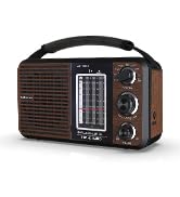 Audiocrazy AM FM Portable Radio Shortwave Radio with Bluetooth,Radio Plug in Wall or Battery Powe...