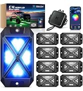 MICTUNING C4+ RGBW Rock Lights, 8 Pods 360° Ultra Bright Pure Color Underglow Neon Lights, Blueto...