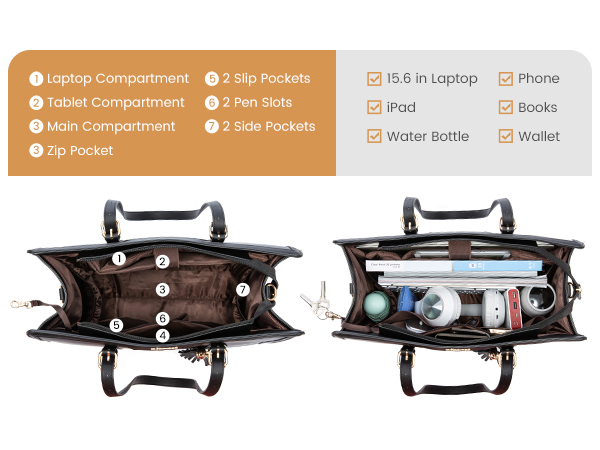Large Capacity Multiple compartments lovevook laptop bag for women