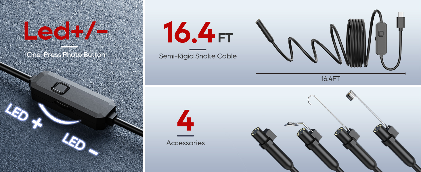 snake camera with light