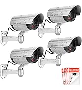 Fake Camera, FITNATE Dummy Camera CCTV Surveillance System with LED Red Flashing Light with 4 Saf...