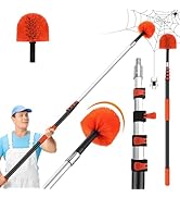 26 FT Cobweb Duster with Extension Pole,Spider Web Brush with Pole Extend 5-20FT,Spiderweb Cleane...