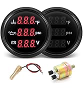 Triple Gauge Set 3 in 1 (Oil Pressure PSI + Watertemp °F + Volt) 2-1/16