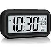 Digital Alarm Clock, Alarm Clock for Bedroom with Smart Night Light, Indoor Temperature, Large LE...