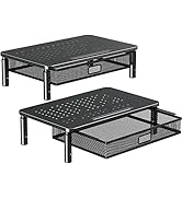 ELIVED 2 Pack Monitor Stand Riser with Drawer, 3 Height Adjustable with Larger Storage Space for ...