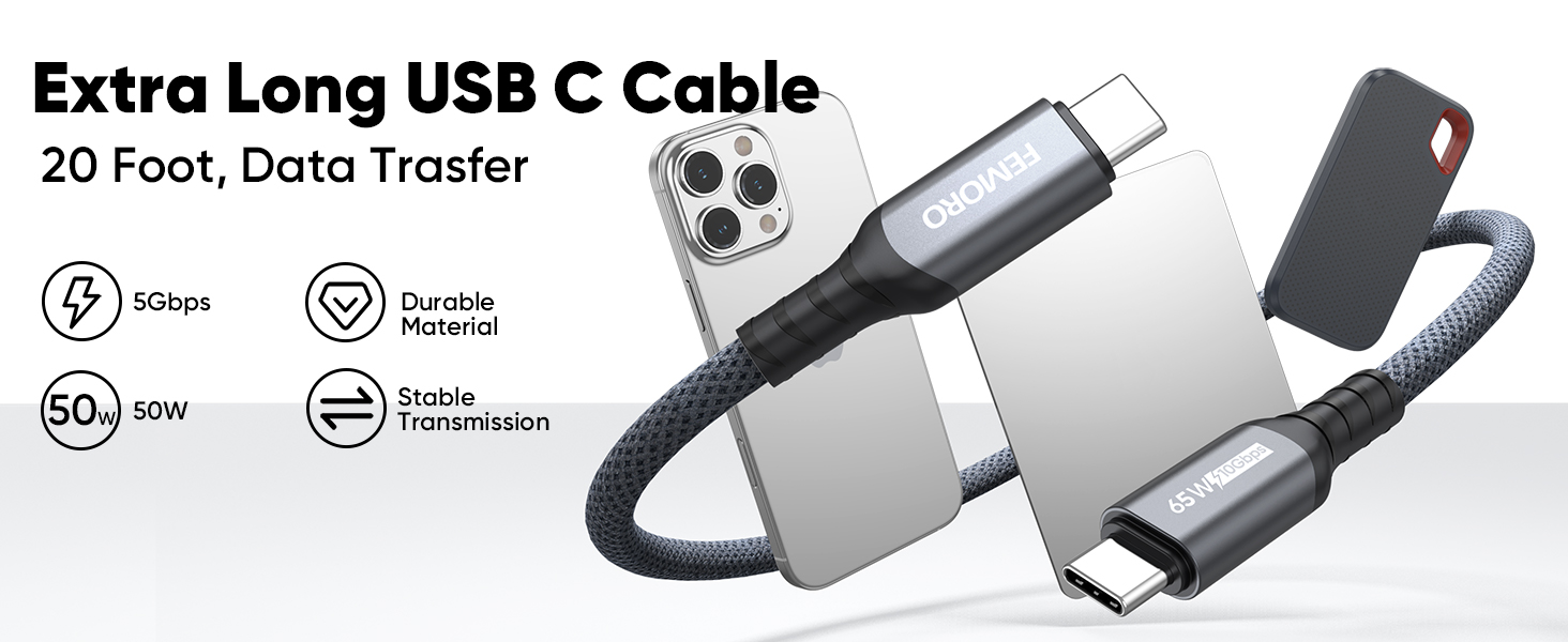 USB C Cable 20ft