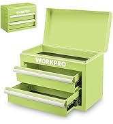 WORKPRO Metal Mini Tool Box with 2 Drawers and Top Storage | Cold Rolled Steel Toolbox, Ball Bear...