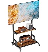 AENTGIU Rolling Tv Stand: Mobile TV Stand for 32" to 75" All Brand TVs, Lockable Rolling Wheels T...