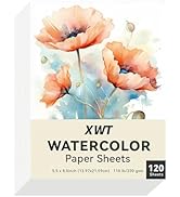 XWT Watercolor Paper Sheets Bulk, 5.5x8.5in 230gsm-120 Sheets, Drawing Supplies for Artists, Stud...