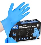 TitanFlex Heavy-Duty Blue Disposable Nitrile Gloves, Box of 100, 6-mil, Fully Textured, Powder-Fr...