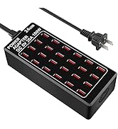 USB Charging Station,Cinlinso 24 Port 100W(20A) Multiport USB Fast Charger with Intelligent Detec...
