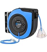 GREATIDE Retractable Extension Cord Reel, 65 Feet 12 AWG/3C SJTOW Heavy Duty Power Cord,15 AMP Ci...