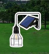 Solar Light Bulb, Outdoor Chandelier Hanging Lantern Solar Powered Dusk to Dawn Externsion Cable ...