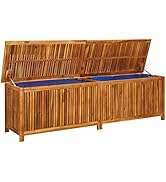 GOTOTOP Deck Box in Acacia Wood, Wooden Patio Storage Box Container, Garden Backyard Storage Benc...