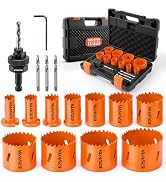 EZUVITA 17PCS Bi-Metal Hole Saw Kit, Hole Cutter Set with 3/4" to 2-1/2" Hole Saws, One Arbor Fit...