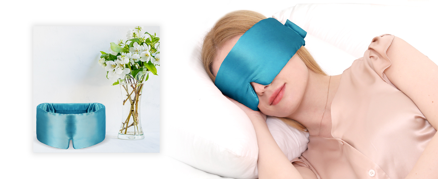 blue silk eye mask
