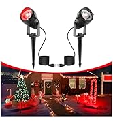 LOHAS Red Spotlight Outdoor, Christmas Red LED Spot Lights for Yard, Auto On/Off 5W 120V Landscap...
