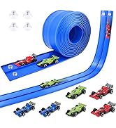 HACOCOLA 15 Ft Flexible Race Track Set with 6 Toy Cars for Kids