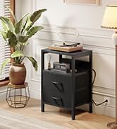 NightStand Bedside Charging Table Bedroom - Night Stand with Charger Station, Modern End Table wi...